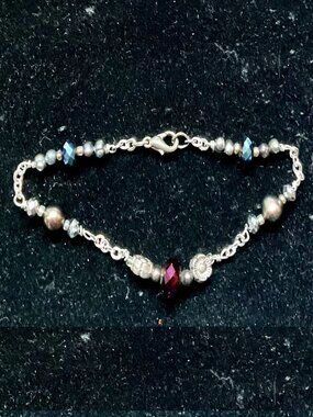 6” rhodium over silver, genuine Tahitian freshwater pearl bracelet